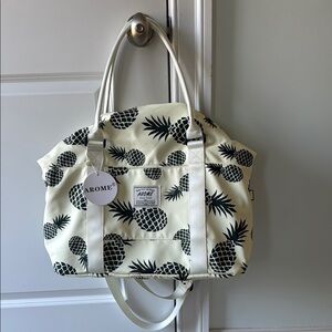 Cream and Black Pineapple Print Women's Bag
